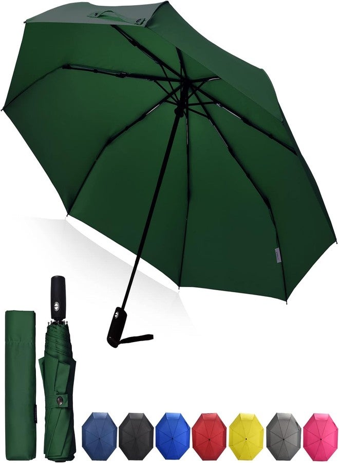 VEHTRI Windproof Travel Umbrella - Light, Automatic, Strong and Portable - Wind Resistant, Small Folding Backpack Umbrella for Rain - Men and Women (Green) - Image 1